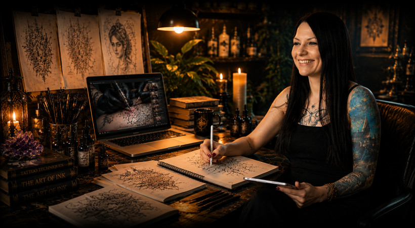 Podgląd kursu tatuowania online w Akademii Avada